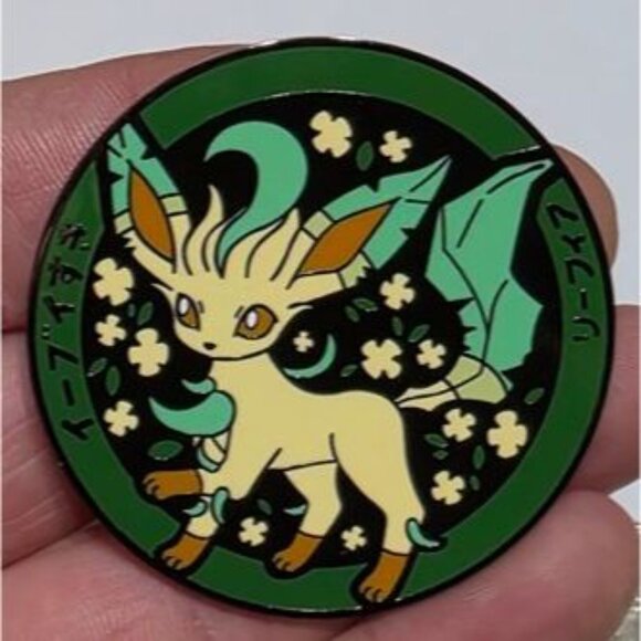 Pokemon Leafeon Enamel Pin Grass Type Eevee Evolution Collectible Kawaii Badge - Picture 2 of 3